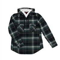 Tough Duck Women's Flannel Jacket plush, green and black