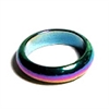 156-04-09 SIZE9 6mm  HEMATITE RING IN RAINBOW--ROUND