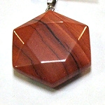 A17-10 30mm STONE HEXAGON PENDANT IN RED JASPER