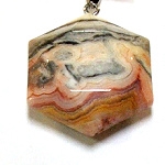A17-18 30mm STONE HEXAGON PENDANT IN CRAZY AGATE
