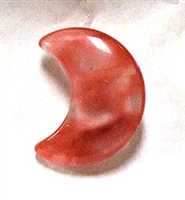 A3-01 STONE CRESCENT MOON IN WATERMELON RECONSTRUCED QUARTZ