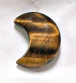 A3-28 STONE CRESCENT  MOON IN TIGER EYE