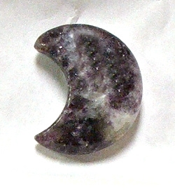 A3-31 STONE CRESCENT  MOON IN LEPIDOLITE