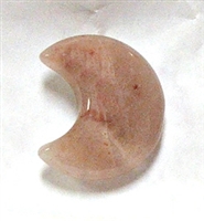 A3-32 STONE CRESCENT  MOON IN STRAWBERRY QUARTZ