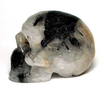 A31-44 50mm STONE SKULL IN BLACK QUARTZ