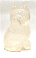 A49-08 STONE SITTING CAT--50mm IN CLEAR QUARTZ