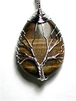 A60-18 STONE TREE OF LIFE PENDANT IN TIGER EYE