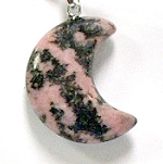 A64-05 STONE CRESCENT MOON PENDANT IN RHODONITE-30*25*8--A64