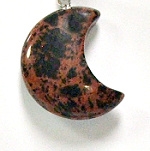 A64-10  STONE CRESCENT MOON PENDANT IN MAHOGANY-30*25*8--A64