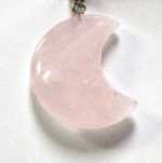 A64-22 STONE CRESCENT MOON PENDANT IN ROSE QUARTZ-30*25*8--A64