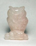 A71-01 SMALL STONE OWL IN ROSE QUARTZ