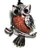 A92-06 50mm STONE OWL PENDANT IN GOLDSTONE