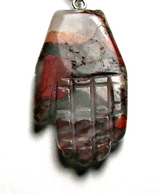 A96-12 HAND OF HAMSA IN BLOODSTONE