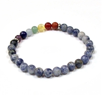 CR58-7 6mm 7 CHAKRA STONE BRACELET IN SODALITE