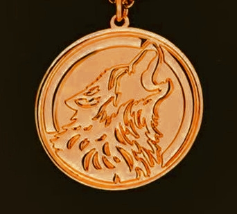 CP009R-COPPER WOLF PANDENT--1 1/2" ROUND