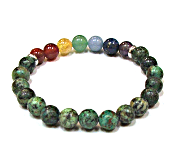 CR-04-7 8mm 7 CHARKA STONE BRACELET IN AFRICAN TURQUOISE