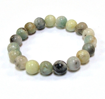 CR-14-10mm STONE BRACELET IN BLACK & GOLD AMAZONITE