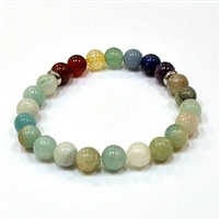 CR-14-7 8mm 7CHAKRA STONE BRACELET IN AMAZONITE