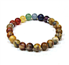 CR-17-7 8mm  CHAKRA STONE BRACELET IN CRAZY AGATE