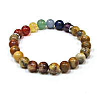 CR-17-7 8mm  CHAKRA STONE BRACELET IN CRAZY AGATE