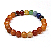 CR-30-7 8mm 7CHAKRA STONE BRACELET IN RED AVENTURINE