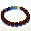 CR-46-7  8mm 7 CHAKRA STRETCH BRACELET-RED JASPER