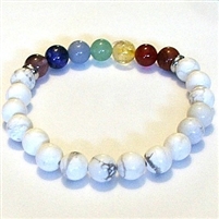 CR-48-7  8mm CHAKRA STONE BRACELET-HOWLITE