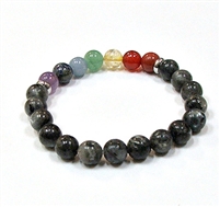 CR-55-7  8mm 7 CHAKRA STONE BRACELET-LAVAKITE