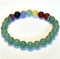 CR-57-7  8mm 7 CHAKRA STONE BRACELET-AVENTURINE