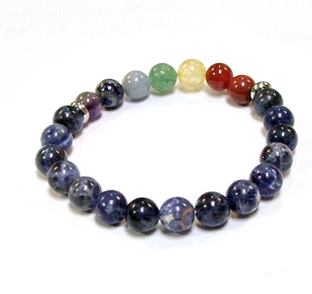 CR-58-7 8mm 7 CHAKRA STONE BRACELET IN SODALITE