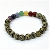 CR-78-7 8mm 7 CHAKRA STONE BRACELE IN DALMATION