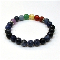 CR-05-7 8mm 7 CHAKRA STONE BRACELET IN EURPOEAN SODALITE