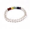 CR10-7 6mm 7 CHAKRA STONE BRACELET IN CLEAR CYSTAL