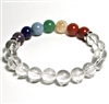 CR10-7-10mm- 7 CHAKRA STONE BRACELET IN CLEAR QUARTZ