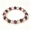 CR10-CR11-A-8mm TWO COLOR STONE BRACELET IN CLEAR QUARTZ AND AMETHYST