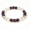 CR10-CR11-B 8mm TWO COLOR STONE BRACELET IN CLEAR QUARTS & AMETHYST