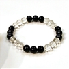 CR10-CR44-B-8mm TWO COLOR STONE BRACELET IN CLEAR CRYSTAL & ONYX