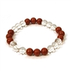 CR10-CR46-B  8mm TWO COLOR STONE BRACELET IN CLEAR QUARTZ & RED JASPER