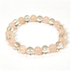 CR10-CR56-A 8mm TWO COLOR STONE BRACELET IN CLEAR QUARTZ & ROSE QUARTZ