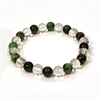 CR10-CRB104-A-8mm TWO COLOR STONE BRACELET IN CLEAR CRYSTAL & RUBY ZOISITE