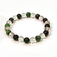 CR10-CRB104-A-8mm TWO COLOR STONE BRACELET IN CLEAR CRYSTAL & RUBY ZOISITE