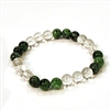 CR10-CRB104-B-8mm TWO COLOR STONE BRACELET IN CLEAR CRYSTAL & RUBY ZOISITE