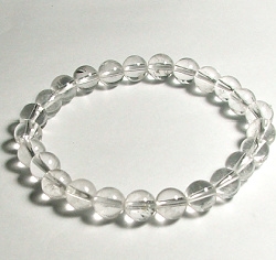 CR10-L 8mm STONE BRACELET IN CLEAR QUARTS 8 1/2"