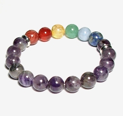 CR11-7 10mm 7 CHAKRA STONE BRACELET IN AMETHYST