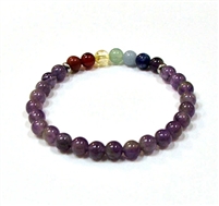 CR11-7 6mm 7 CHAKRA STONE BRACELET IN AMETHYST