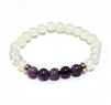 CR11-CR50-5A 8mm TWO COLOR STONE BRACELET IN AMETHYST & OPALITE
