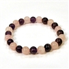 CR11-CR56-A-8mm TWO COLOR STONE BRACELET IN AMETHYST & ROSE QUARTZ