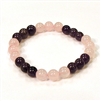 CR11-CR56-B-8mm TWO COLOR STONE BRACELET IN AMETHYST & ROSE QUARTZ