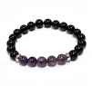 CR11-CRB127-5A 8mm TWO COLOR STONE BRACELET IN AMETHYST &TOURMALINE