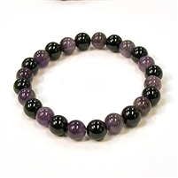 CR11-CRB127-A-8mm TWO COLOR STONE BRACELET IN AMETHYST & TOURMALINE